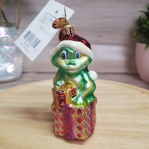 Christopher Radko Ribbits And Bows Frog Ornament Original Box